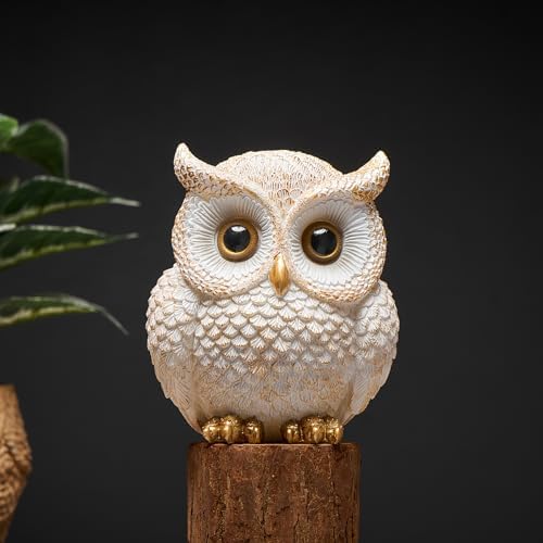 Octdays White Owl Statue - Cute Bird Figurine for Home Decor