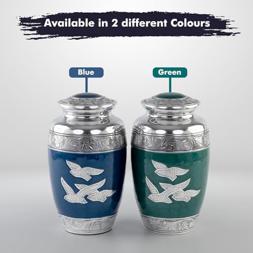 Silver Dove Cremation Urn for Human Ashes - Blue 1pc