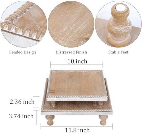 SwallowLiving Rustic Square Wood Tray Riser