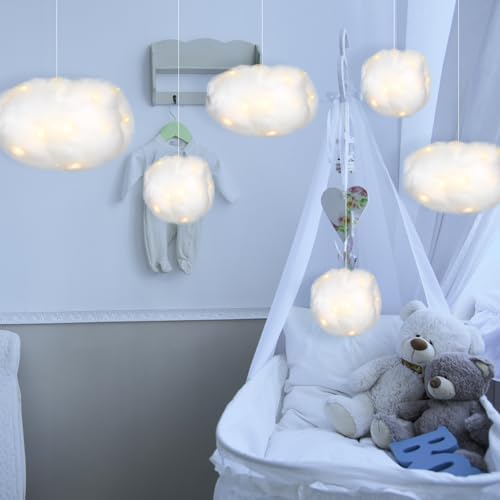 Tatuo 6 Pcs LED Cloud Hanging Decorations for Home