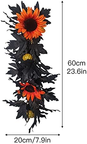 Belupai 24in Black Halloween Floral Swag