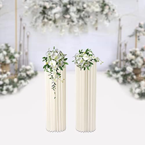 2PCS 394in Tall Flower Stand Round Cylinder Wedding Centerpieces Foldable Display Stands