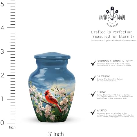 YATSKIA Cardinal Bird 3 Inch Cremation Urn for Ashes