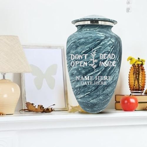 Custom Large Cremation Urn with Name and Design Blue