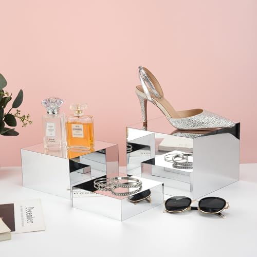 6pcs Acrylic Mirror Display Riser Stand