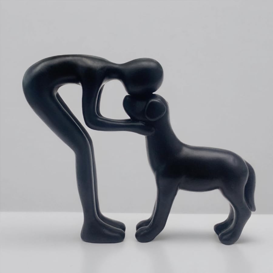 Human and Dog Statue Home Decor Ornament