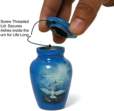 Serenity Dove Painted Mini Cremation Urn - Small Keepsake