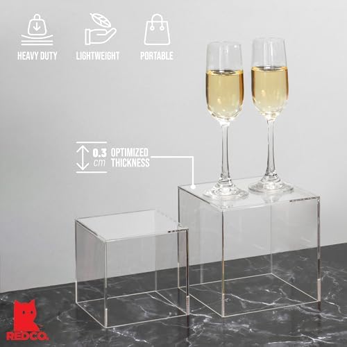 Red Co Clear Acrylic Cube Display Riser Stands 3-Pack