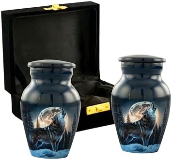 Midnight Wolves Mini Urn Set - 2 Cremation Urns for Ashes