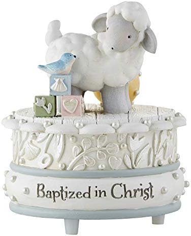 CB Catholic Faithworks Musical Figurine - Baptized in Christ Lamb Brahms Lullaby