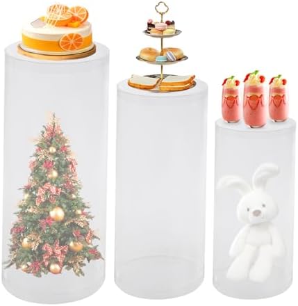 Clear Cylinder Pedestal Stands 3PCS Wedding Display