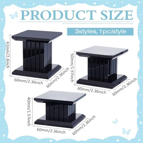 BENECREAT 3Pcs Square Acrylic Jewelry Display Riser