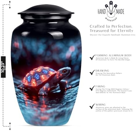 Elegant Blue Turtle Cremation Urn 10 Inch Set of 1