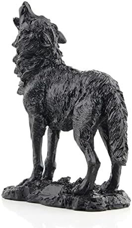 Black Howling Wolf Statue for Home Decor