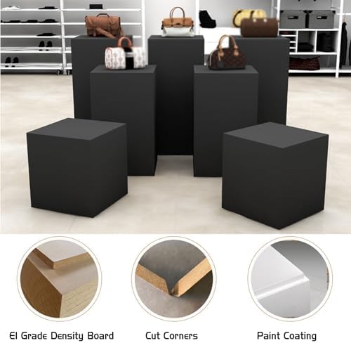 Rectangular Display Pedestal Stand for Mannequin Collectibles Black 40x110cm