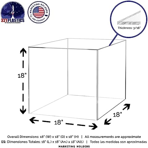 Acrylic Display Riser 18 Inch Tall Square Showcase Tower