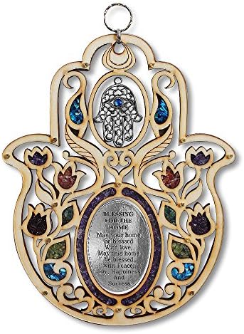 My Daily Styles Large Wooden Hamsa Wall Decor with Gemstones