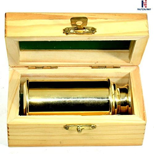 Full Brass Spyglass Telescope with Wooden Box