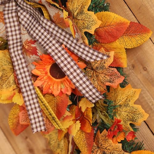 Artificial Fall Teardrop Swag Wreath for Front Door