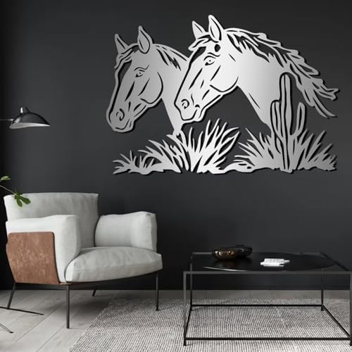 ENJOYOO Metal Horse Wall Art Sculpture 24x16in