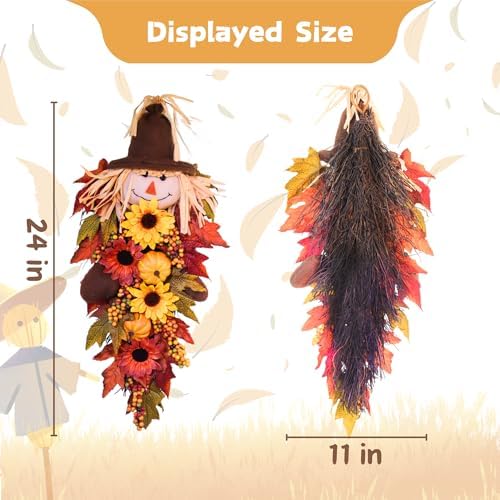 24 Inch Rustic Fall Scarecrow Teardrop Swag