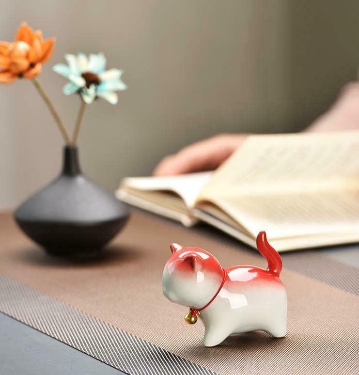 EatingBiting Ceramic Tea Pet Cute Lucky Cat Home Decor