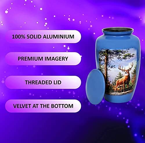 HLC Cremation Urn for Adult Ashes - Deer Design with Velvet Bag