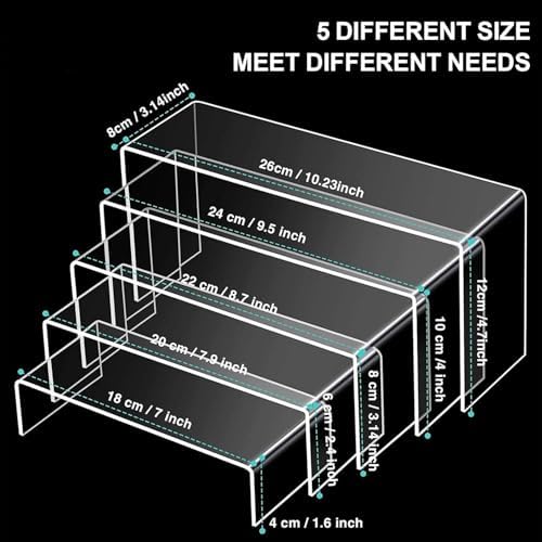5Pcs Acrylic Risers Display Stands for Home Decor