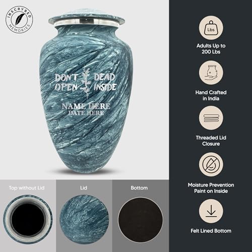 Custom Large Cremation Urn with Name and Design Blue