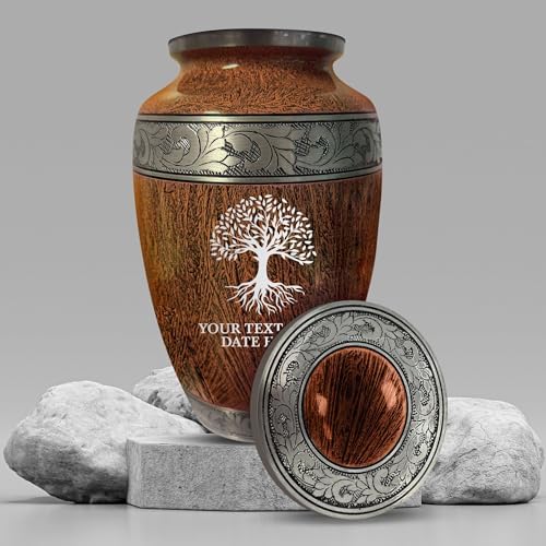 Personalized Large Adult Cremation Urn - Custom Engraved Memorial with Distressed Silver Inlay