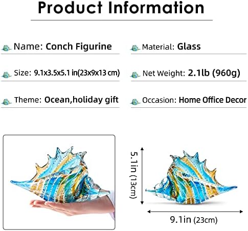 EUSTUMA Hand Blown Glass Conch Figurine Ornament