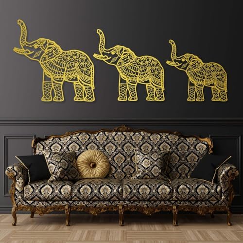 Cadeali Elephant Metal Wall Art Set of 3