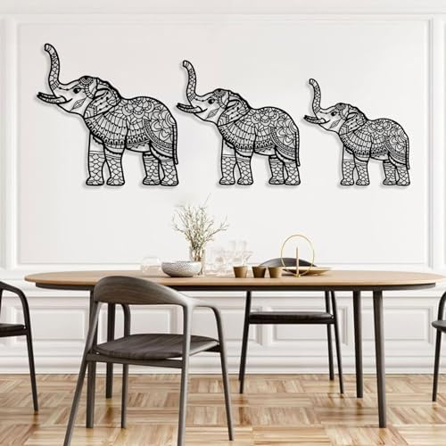 Cadeali Elephant Metal Wall Art Set of 3