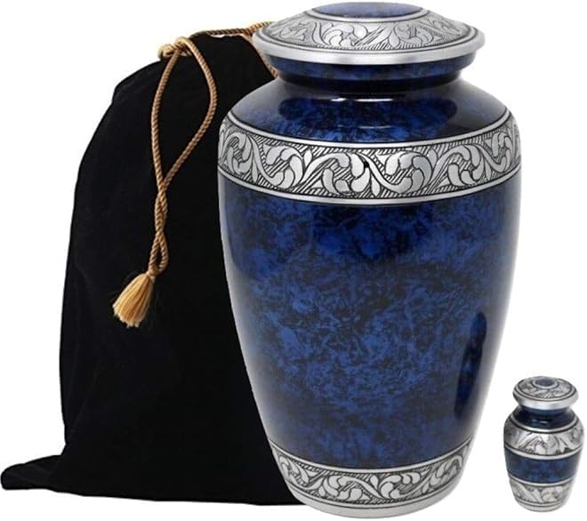 Handcrafted Classic Forest Metal Urn with Velvet Bag