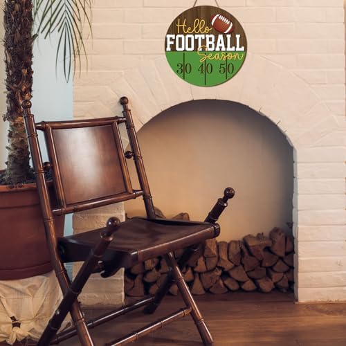 Whaline Football Wooden Wall Sign Hello Football Season Decor