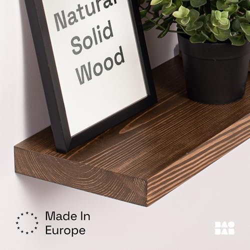 BAOBAB WORKSHOP Wood Floating Shelves Set of 2 - Rustic 24 Inch