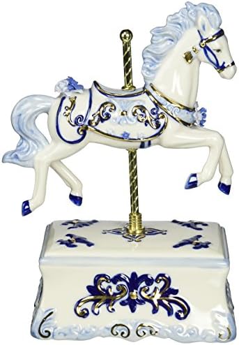Cosmos 80111 Fine Porcelain Carousel Horse Musical Figurine Blue