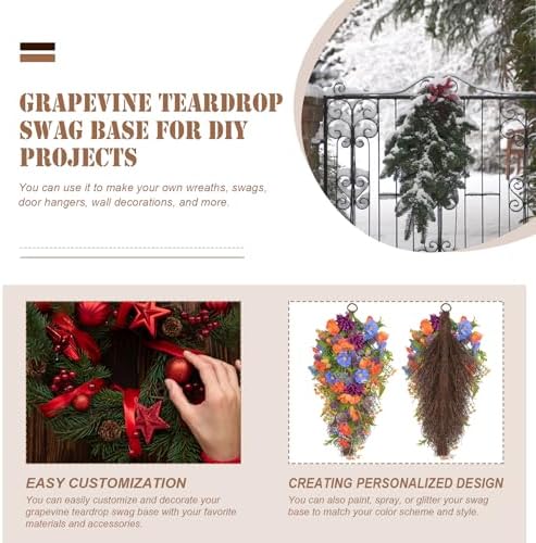 Grapevine Teardrop Swag Base 2 Pack for DIY Decor