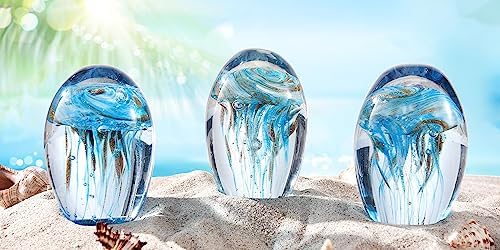 Eustuma Hand Blown Glass Jellyfish Figurine Ornament