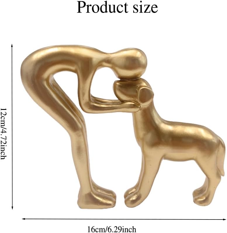Human and Dog Statue Decoration Cute Pet Sculpture