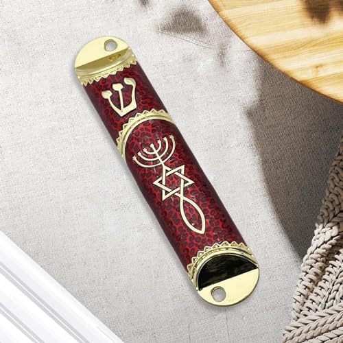 Sleek Door Mezuzah Cover in Red