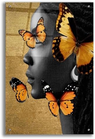 Epic Art Monochrome Golden Butterfly 1 Acrylic Wall Art 24x36