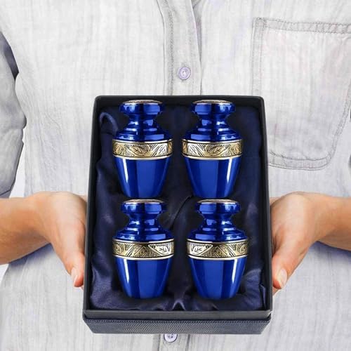 Trupoint Memorials Small Urns Set of 4 Grecian Blue and Gold