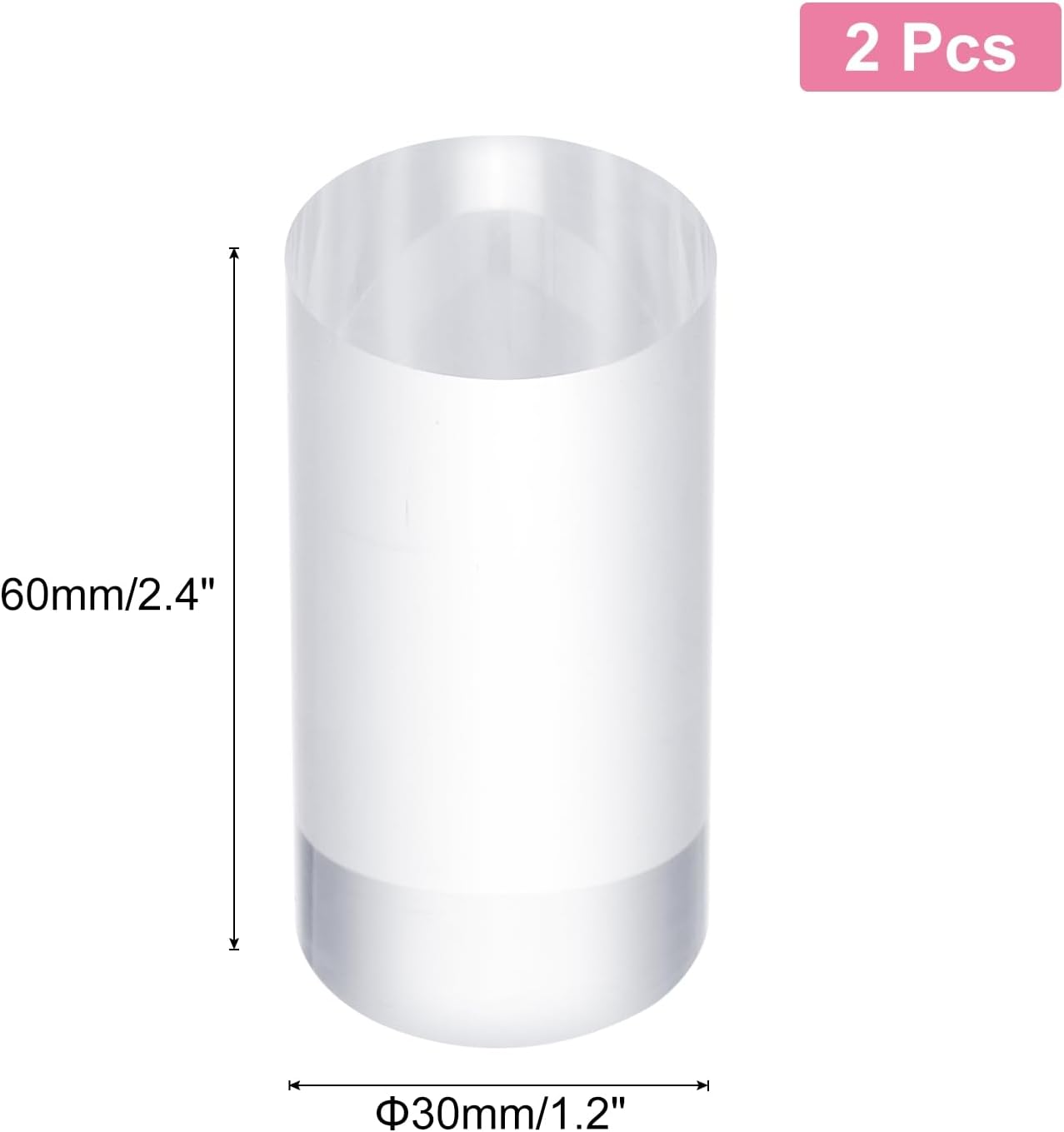 Uxcell 2pcs Acrylic Cylinder Display Blocks 30x60mm Clear Jewelry Stand Base