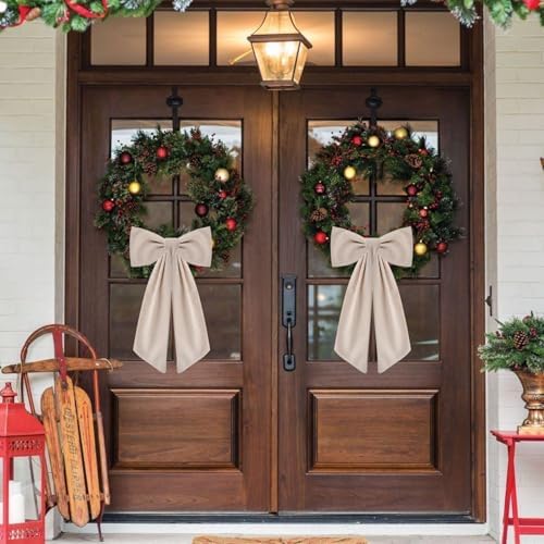 2 Pack Burlap Wreath Sashes for Front Door and Porch