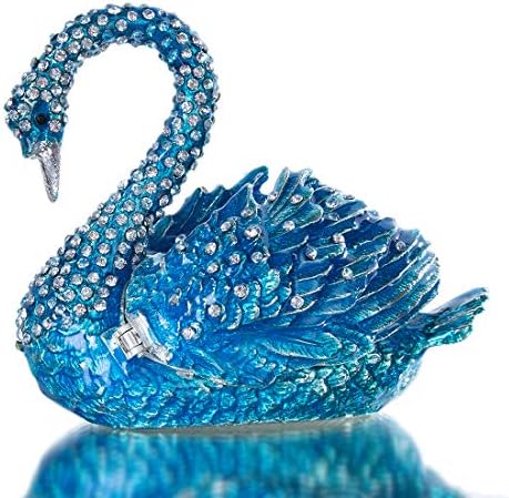 YU FENG Blue Swan Jewelry Trinket Box Collectible Figurine