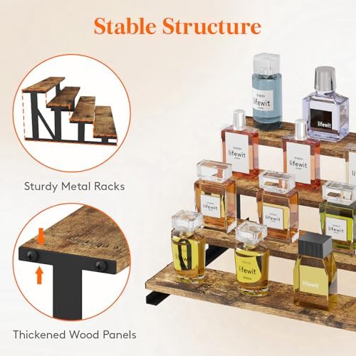 Lifewit 4 Tier Wooden Display Riser with Metal Stand