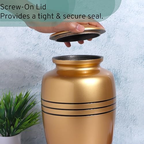 Alpha Living HOME Gold Black Urn for Human Ashes