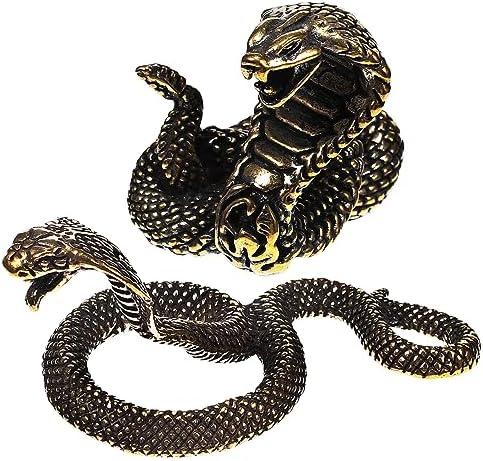 Wakauto 2pcs Brass Snake Figurine Realistic Decor
