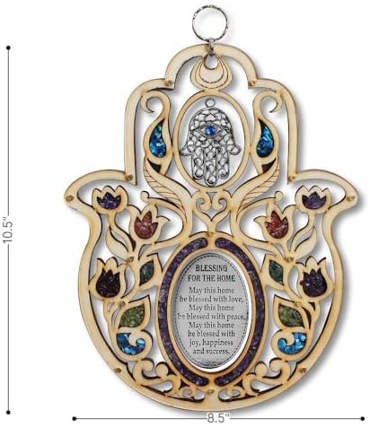 My Daily Styles Large Wooden Hamsa Wall Decor with Gemstones